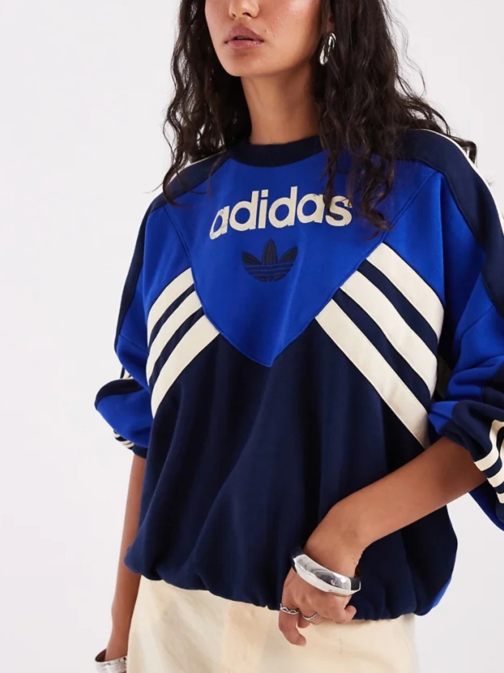 adidas Royal Blue & Navy Colorblock Crewneck Sweatshirt